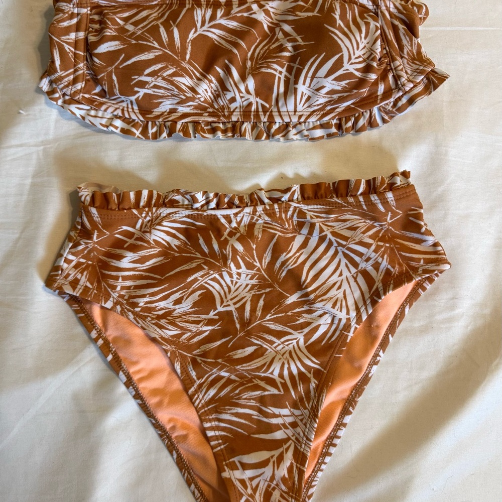 Xhilaration Orange and White Bikini Set